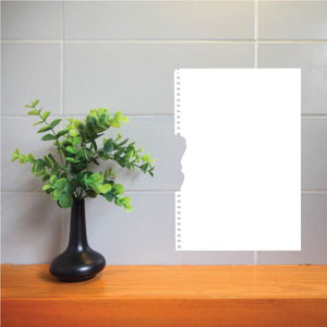 White paper notebook wall decal with binder-hole strip on left edge