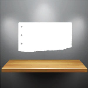White paper notebook wall decal with three binder holes and rounded bottom edge