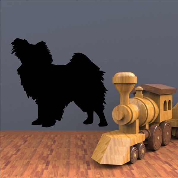 Papillon dog decal, black silhouette