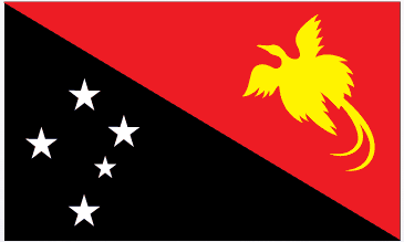 Papua flag sticker with red and black diagonal, white stars, and golden bird emblem