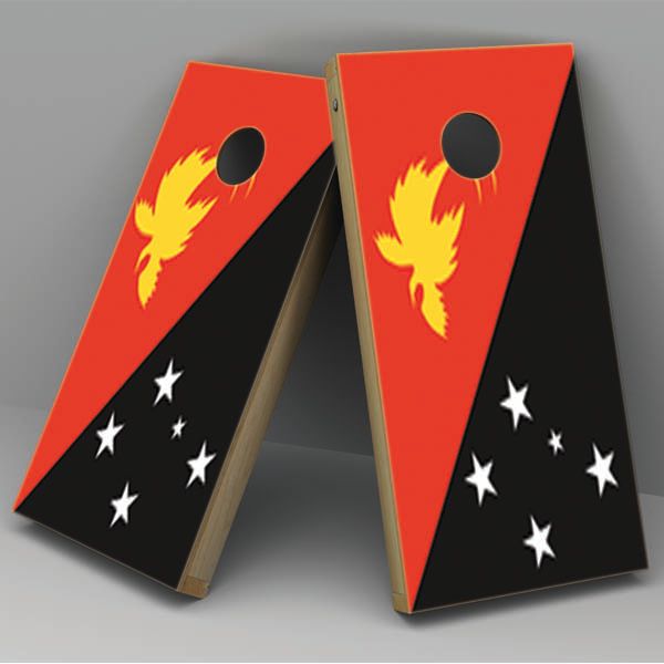 Papua New Guinea Flag Cornhole Board Vinyl Decal Wrap