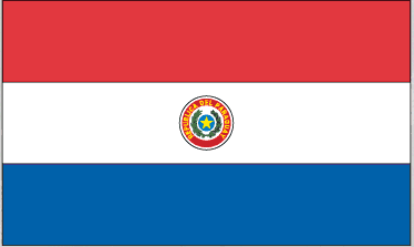 Paraguay flag sticker with red, white, and blue bands and central circular emblem