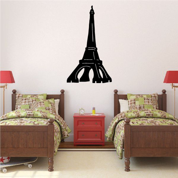 Eiffel Tower side view wall decal, black