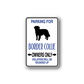 Border Collie parking sign vinyl decal with black dog silhouette and blue Owners Only text