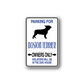 Boston Terrier parking sign wall decal with blue text and black dog silhouette