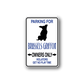 Brussels Griffon parking owners only wall decal sticker, blue text on white sign with dog silhouette