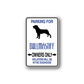Bullmastiff parking owners only sign with dog silhouette and arrows