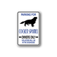 Cocker Spaniel parking sign wall decal with blue text and black dog silhouette, white border