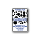 White parking sign vinyl decal with bold text, black dog spots, and Dalmatian owner notice