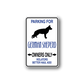 German Shepherd parking sign wall decal with blue text, black dog silhouette, and owners only