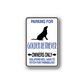 Dog parking rule wall sticker: black Golden Retriever silhouette on blue sign, owners only