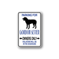 Gordon Setter parking sign wall decal, blue text and black dog silhouette, owners only