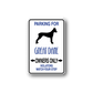 Great Dane parking sign vinyl decal with dog silhouette and blue text: parking for owners only
