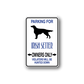 Vinyl parking sign decal with dog silhouette and 'Irish Setter owners only' text