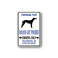 Parking for Italian Greyhound owners only sign vinyl decal with dog silhouette and arrows
