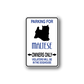 Rectangular vinyl parking sign decal: blue text, Maltese silhouette, owners only