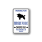 Miniature poodle parking sign decal with blue text and black poodle silhouette