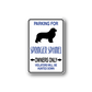 Vinyl parking sign decal with black dog silhouette and blue text: PARKING FOR SPRINGER