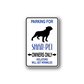 White-bordered blue and black sign wall decal with Shar-Pei silhouette and text