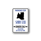 Parking for Shih Tzu owners only wall decal with black dog silhouette and arrows