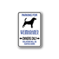 Parking sign wall decal with blue text, Weimaraner dog silhouette, and arrow owners only