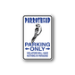 Parrothead Parking Only wall decal sticker with blue text, arrows, parrot silhouette