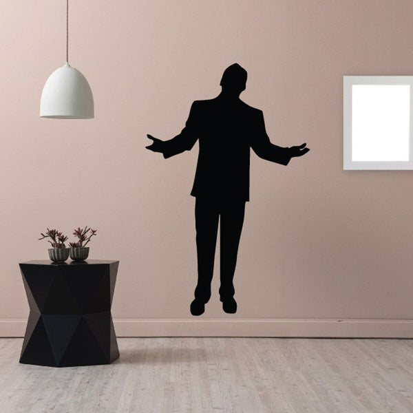 Pastor preaching wall decal with black preacher silhouette, arms outstretched