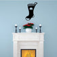 Patched stocking decal with black sock and green red floral patch