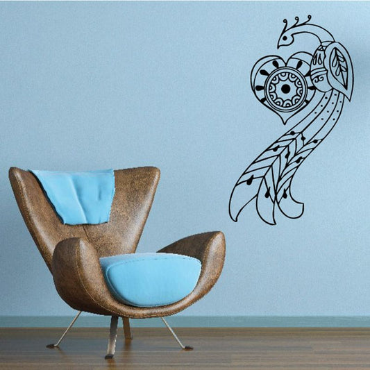 Image of Patterned Peacock with Heart Decal