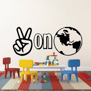Peace on Earth wall decal with peace sign and globe graphic