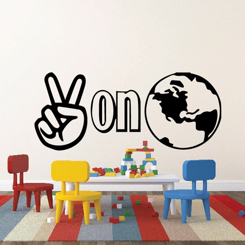 Peace on Earth wall decal with peace sign and globe graphic