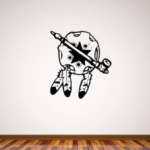Dream catcher decal with black peace pipe and feather graphic