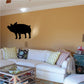 Black pig silhouette wall decal with standing peaceful pose