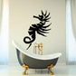 Seahorse wall decal with floral coral design in black