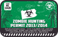 Zombie hunting permit sticker, green with biohazard emblem and printed permit text and year