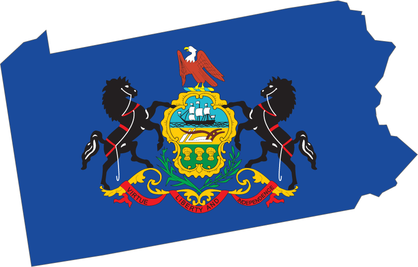 Pennsylvania Shape State Flag Sticker, isolated printed sticker artwork