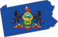 Pennsylvania Shape State Flag Sticker, isolated printed sticker artwork