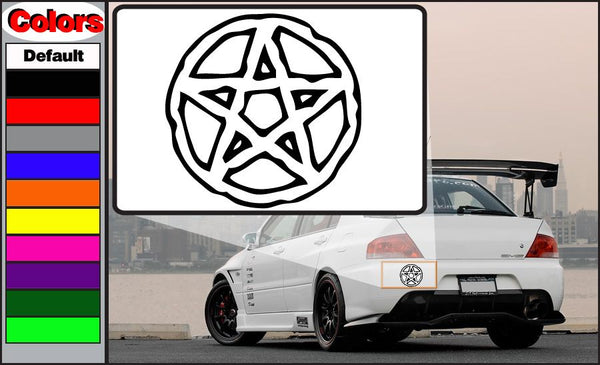 Black pentagram decal in a circular design