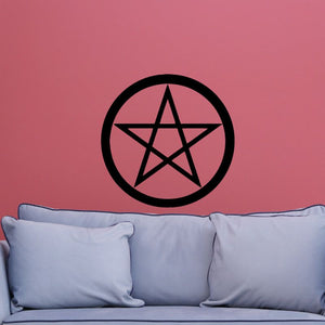 Black pentagram outlined decal with circular border
