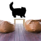 Persian stand cat decal, black cat silhouette on white block