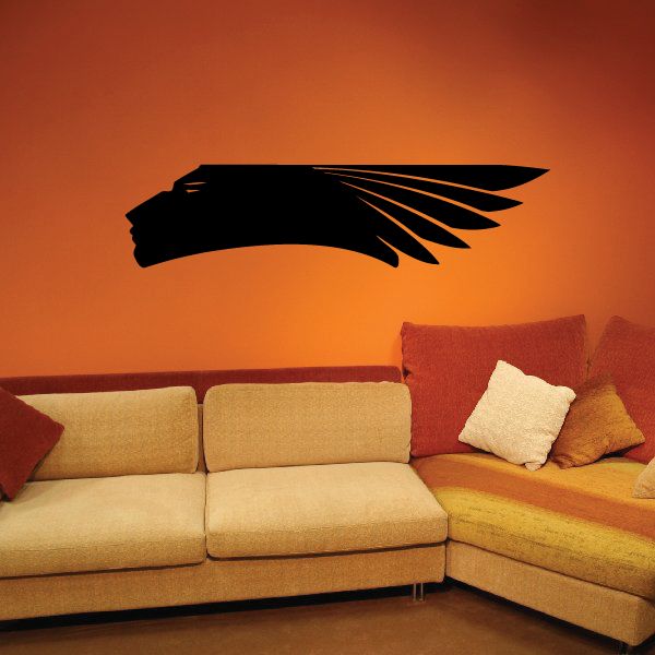 Black native headdress silhouette wall decal