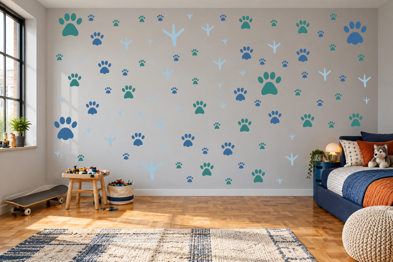 Pet Paw Playroom Wall Decal Kit