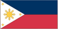 Philippines flag sticker with blue field, white triangle, sun and three stars