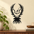 Black phoenix wall decal with wings spread