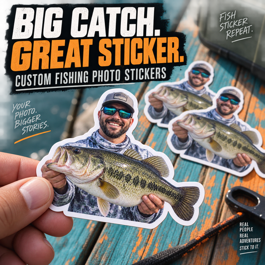 Custom Fishing Photo Stickers — example custom photo stickers