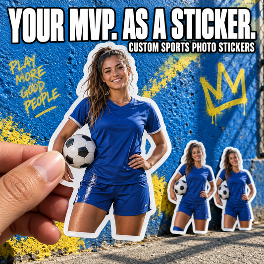 Custom Sports Photo Stickers — example custom photo stickers