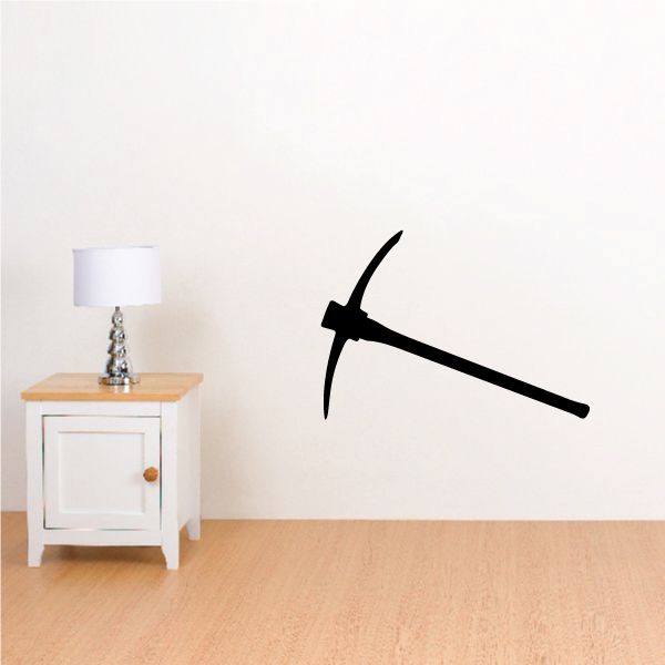 Black pickaxe wall decal with handle and curved head