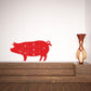 Red pig diagram chart wall sticker with numbered parts and cutout-style outlines.