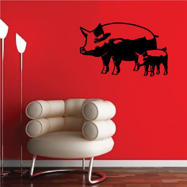 Image of Pig Family Standing Decal