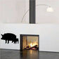 Pig family standing silhouette wall decal, black pig and piglets